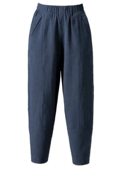 Cotton Linen Harem Pants Women Summer Nine Points Loose Thin Elastic Waist Wide Leg Pants Artistic Versatile Casual Pants
