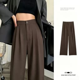 Spring Autumn Casual Loose Suit Pants Women Korean High Waist Office Wear Straight Pants Versatile Solid Floor Length Trousers
