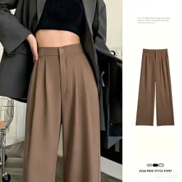 Spring Autumn Casual Loose Suit Pants Women Korean High Waist Office Wear Straight Pants Versatile Solid Floor Length Trousers