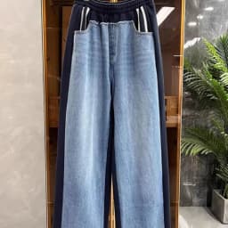 Fashion Heavy Vintage Denim Pants Women All-match Casual New Jeans Elastic Waist Loose Straight Wide Leg Pant Pantalones