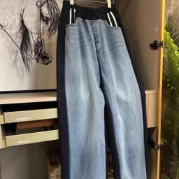 Fashion Heavy Vintage Denim Pants Women All-match Casual New Jeans Elastic Waist Loose Straight Wide Leg Pant Pantalones