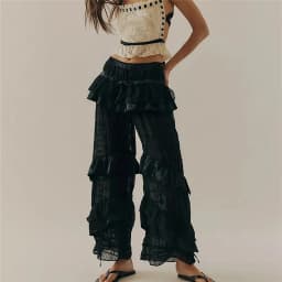 Women Lace Trim FP Long Dupes Bloomers Pettipants Victorian Ruffle Pantaloons Cropped Bloomers Pants Lounge Pajama Bottoms