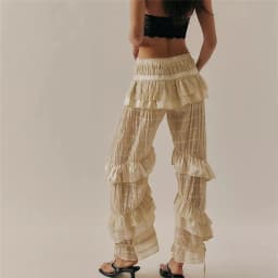Women Lace Trim FP Long Dupes Bloomers Pettipants Victorian Ruffle Pantaloons Cropped Bloomers Pants Lounge Pajama Bottoms