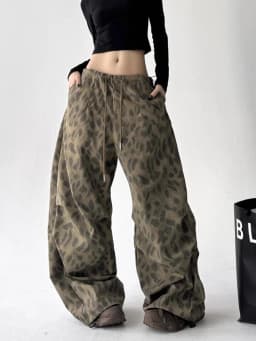Leopard Y2K Wide Leg Pant Women Sexy Low Waist Loose Hip Hop American Trousers Spring Streetwear Vintage Bf Harajuku Casual Pant