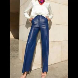 Fashion Solid Color PU Leather Pants Women 2025 New Trendy Lady Commuting Clothing High Waist Straight Trousers Women's Pants