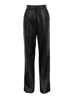 Fashion Solid Color PU Leather Pants Women 2025 New Trendy Lady Commuting Clothing High Waist Straight Trousers Women's Pants
