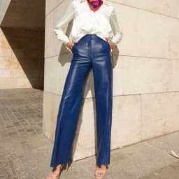 Fashion Solid Color PU Leather Pants Women 2025 New Trendy Lady Commuting Clothing High Waist Straight Trousers Women's Pants