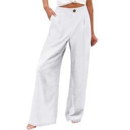 Retro Comfortable Summer Pocket Wide Leg Pants Women Elastic High Waist Casual Pants Loose Straight Solid Women's Trousers 2024