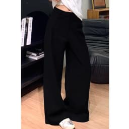 Loose Wide Leg Pants Women's Korean Style Straight Cut Casual Trousers Spring Summer New Arrival High Waist Polyester Fiber