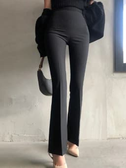 Fashionable Comfortable High Waist Flared Casual Pants Women's Trendy Commute Style Long Pants Polyester Viscose Spandex Blend