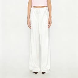 Women Satin Wide Leg Dress Pants Silk Casual Dressy Long Flowy Pants Elastic High Waisted Trousers