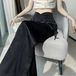 Summer Women Thin Jacquard Trousers Korean Ladies High Waist Wide Leg Pants 2025 Female Fashion Satin Straight-leg Pantalons