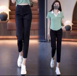 New 2026 Women's Ice Silk Straight Leg Pants Thin Casual Spring Summer High Waist Nine Points Suit Sle Qui Dry Commute Fa...