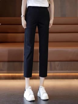 New 2026 Women's Ice Silk Straight Leg Pants Thin Casual Spring Summer High Waist Nine Points Suit Sle Qui Dry Commute Fa...