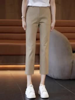 New 2026 Women's Ice Silk Straight Leg Pants Thin Casual Spring Summer High Waist Nine Points Suit Sle Qui Dry Commute Fa...