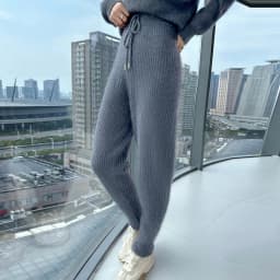100% Mink Cashmere Knitted Feet Pants Women's Elastic Waist Slim Trousers Warm Joker Radish Pants 2025 Autumn New Thick Leggings