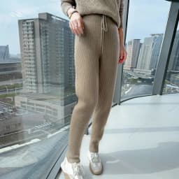 100% Mink Cashmere Knitted Feet Pants Women's Elastic Waist Slim Trousers Warm Joker Radish Pants 2025 Autumn New Thick Leggings