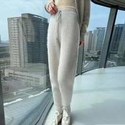 100% Mink Cashmere Knitted Feet Pants Women's Elastic Waist Slim Trousers Warm Joker Radish Pants 2025 Autumn New Thick Leggings