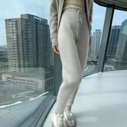 100% Mink Cashmere Knitted Feet Pants Women's Elastic Waist Slim Trousers Warm Joker Radish Pants 2025 Autumn New Thick Leggings