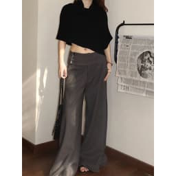 MEXZT Faux Woolen Wide Leg Pants Women Fashion Streetwear Bagyy Black Pants Winter Korean Low Waist Design Straight Trousers New
