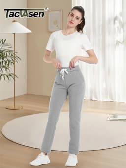 TACVASEN Sherpa Fleece Sweatpants Women's Thermal Warm Winter Trousers Elastic Waist Drawstring Yoga Gym Jogger Female Pants