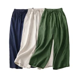 Cotton LinenCasual Solid Lace Up Elastic High Waist Loose Wide Leg Women's Pants Ankle-Length Pants For Women Clothing Fashion