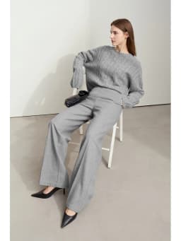 AMII Minimalist Women's Commuter Style Casual Pants 2024 Winter Female Classic High Waist Woolen Loose Wide-leg Pant 12424049