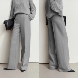 AMII Minimalist Women's Commuter Style Casual Pants 2024 Winter Female Classic High Waist Woolen Loose Wide-leg Pant 12424049