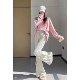 Harajuku Corduroy Flare Pants Women Japanese Cute Bow Lace Patchwork Pants Winter Streetwear Kawaii High Waist Casual Trousers