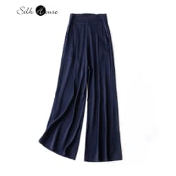Pocket Design 93% Natural Mulberry Silk Elastic Double Qiao Satin Black Drape Comfortable Women's Fashionable Casual Pants