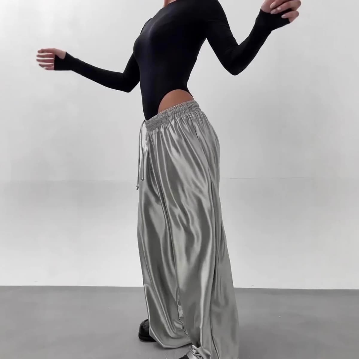 Spring Summer 2026 New Women's Drawstring Casual Floor Pants Wide Leg Pants