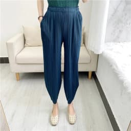 Pleated Women's Radish Pants Miyake 2025 New Summer Casual Large Size Stretch Draped Straight Wide Leg Pants Thin Comfortable