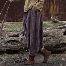 Johnature Women Vintage Ramie Wide Leg Pants Solid Color Elastic Waist Trouser 2025 New Spring Patchwork Women Pants
