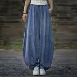 Johnature Women Vintage Ramie Bloomers Pants Elastic Waist Tie-dye 2025 Summer New Pockets Trousers Casual Loose Women Pants