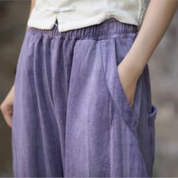 Johnature Women Vintage Ramie Bloomers Pants Elastic Waist Tie-dye 2025 Summer New Pockets Trousers Casual Loose Women Pants