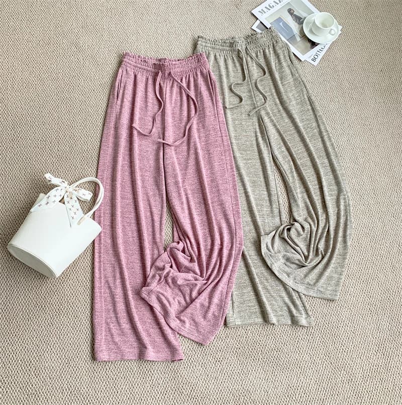 Slimming Wide-leg Long Pants, Spring Casual Thin Knitted Pant For Summer