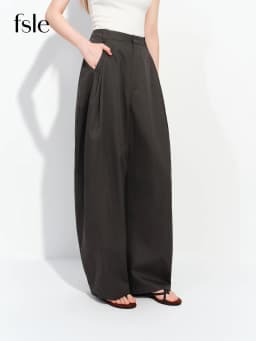 FSLE 2026 Summer Women's Mid-Rise Barrel Leg Casual Pants in Lyocell Cotton Blend - Relaxed Tailored Fit for Daily Wear