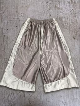 Retro Fashion Color Matching Stitching Sports Cropped Pants Harajuku Elastic  Waist Wide-leg Pants Loose Casual Shorts
