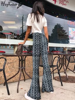 Hugcitar High Waist Leopard Print Flare Leggings 2025 Spring Women Fashion Sexy Bodycon Trousers Club Pants