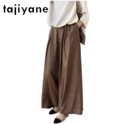 TAJIYANE 100% Real Mulberry Silk Pants Woman High Quality Baggy Pants Jacquard Wide Leg Trousers Summer Clothes Women 2025 여성바지