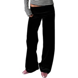 Fold Over Wide Leg Yoga Pants for Women Y2K Low Rise Wide Leg Color Block Foldover Lounge Pants Teen Girls Cute Sweatpants ﻿