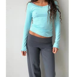 Fold Over Wide Leg Yoga Pants for Women Y2K Low Rise Wide Leg Color Block Foldover Lounge Pants Teen Girls Cute Sweatpants ﻿