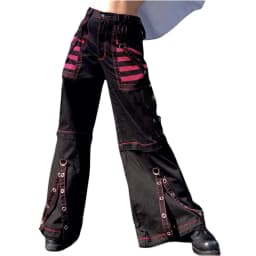 E-girl Gothic Wide Leg Cargo Pants Women Low Waist Jeans Long Trousers Y2K Grunge Vintage Hip Hop Punk Harajuku Streetwear