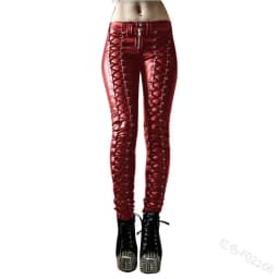 Women's New Fashion Tight Skinny Pants PU Faux Leather High Waist Smooth Touch Elastic Fit Wrinkle Resistant Casual Long Pants