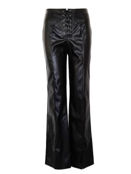 Sexy black PU leather pants women straight leg pants trousers woman clothing high waist casual baggy wide leg pants streetwear