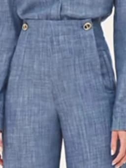 Krisstargirl 2025 New Fashion Simple Casual Straight Leg Pants for Women Blue High Waisted Trousers for Office Ladies Clothing