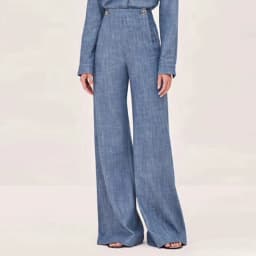 Krisstargirl 2025 New Fashion Simple Casual Straight Leg Pants for Women Blue High Waisted Trousers for Office Ladies Clothing