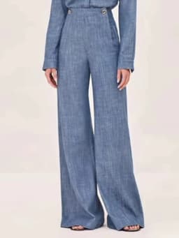 Krisstargirl 2025 New Fashion Simple Casual Straight Leg Pants for Women Blue High Waisted Trousers for Office Ladies Clothing