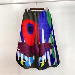 YUDX Miyake Pleated Wide Leg Pants Woman Multicolor Print Elastic High Waist Loose Plus Size 2025 New Autumn Women Clothing