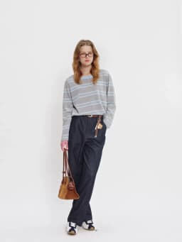 DUSHU Autumn 2025 Women's Vintage Wide Leg Jeans - Curve Flattering High Waist Stretch Denim Pants Arc Hem Casual Comfort Fit